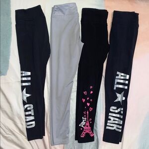 4 Girls Kids Black Leggings Size Medium 10/12 USED